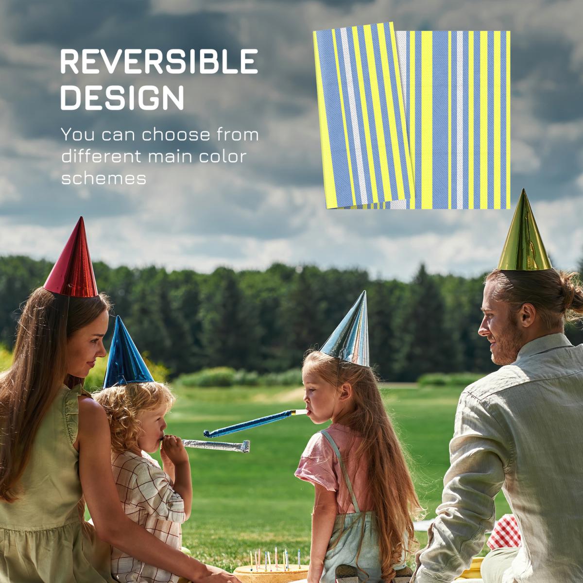 Reversible Outdoor Rug, Waterproof Plastic Straw Mat - Yellow – image 3