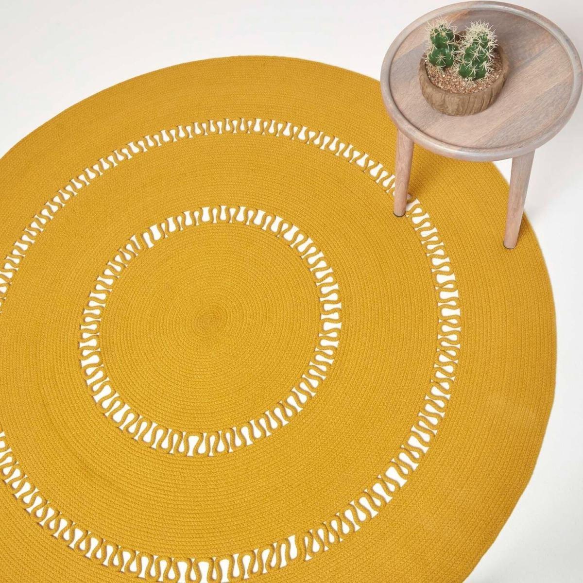Crochet Braided Round Rug - Mustard / 150cm – image 2