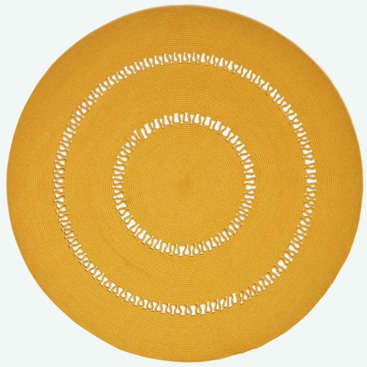 Crochet Braided Round Rug - Mustard / 150cm – image 3