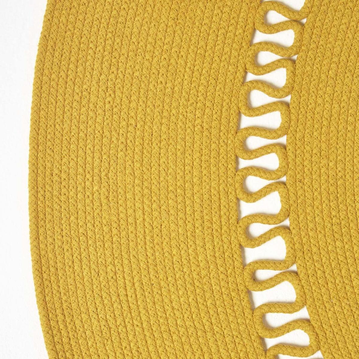Crochet Braided Round Rug - Mustard / 150cm – image 4