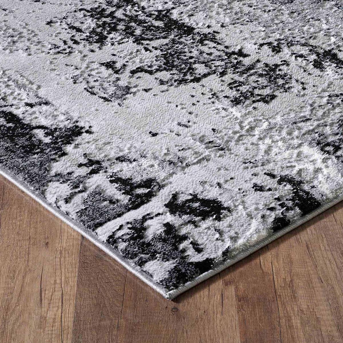 Serenity Modern Abstract Acrylic Contemporary Area Rugs - Black / 170cm – image 2