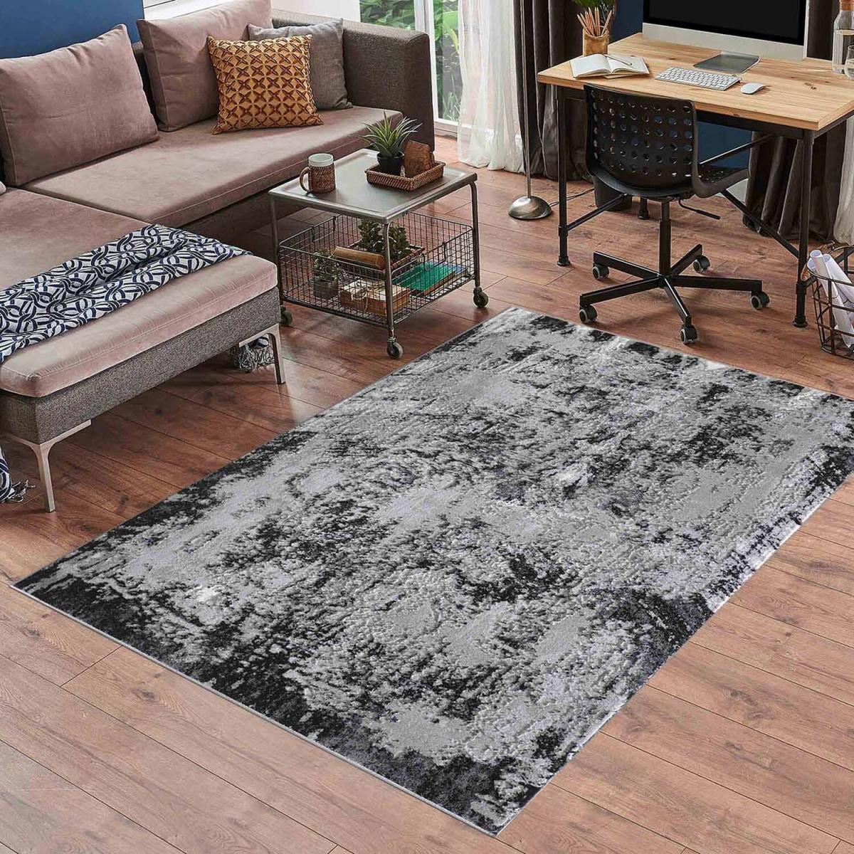 Serenity Modern Abstract Acrylic Contemporary Area Rugs - Black / 170cm – image 1