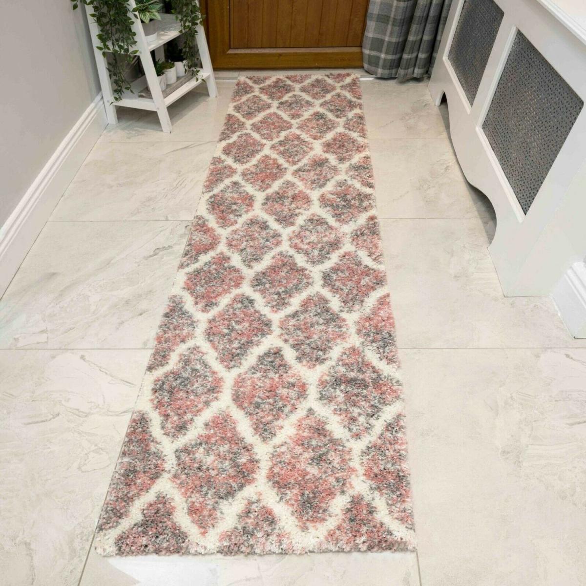Blush Pink Shaggy Trellis Rug - Lush - Blush – image 1