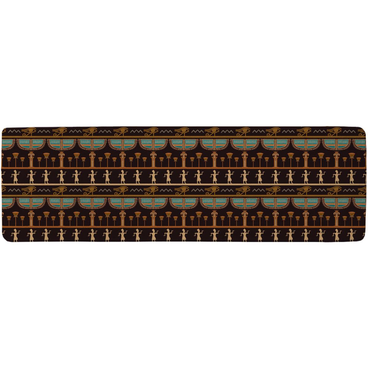 Orange Black Hieroglyphs Runner Rug - Black – image 2