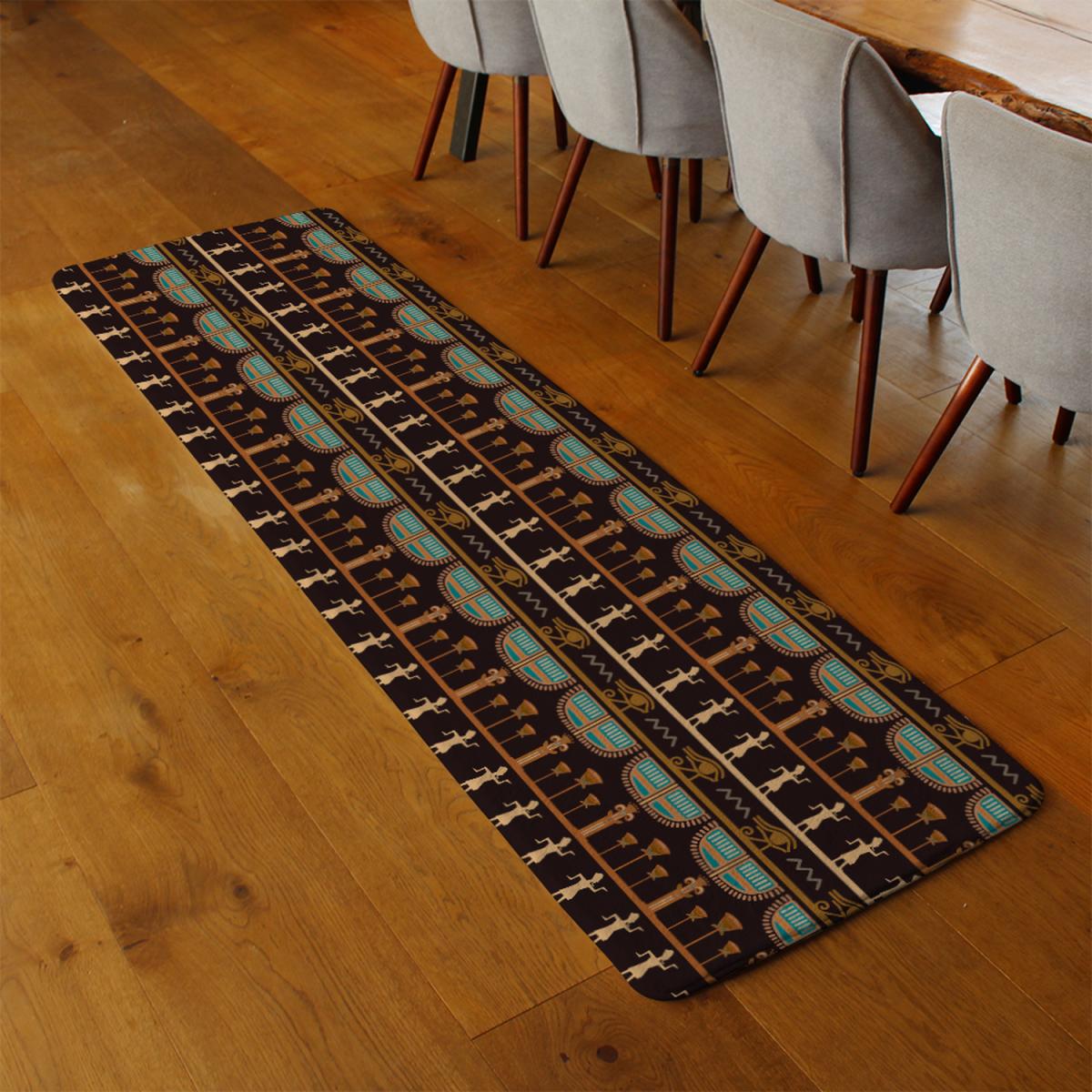 Orange Black Hieroglyphs Runner Rug - Black – image 3