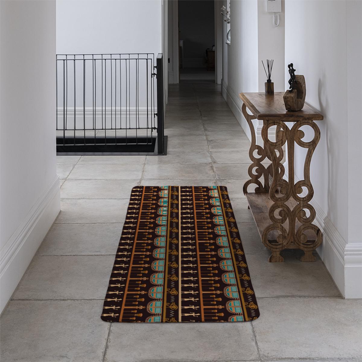 Orange Black Hieroglyphs Runner Rug - Black – image 4