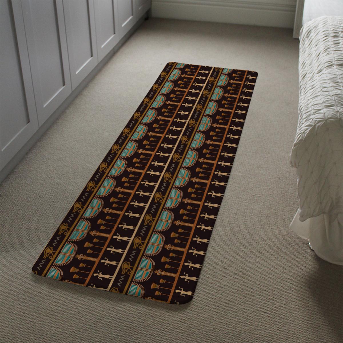 Orange Black Hieroglyphs Runner Rug - Black – image 1