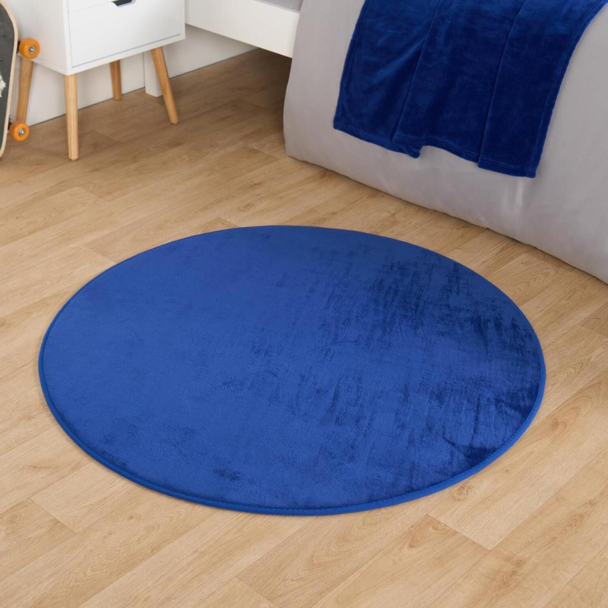 Soft Cushioned Round Anti Slip Carpet Rug - Blue