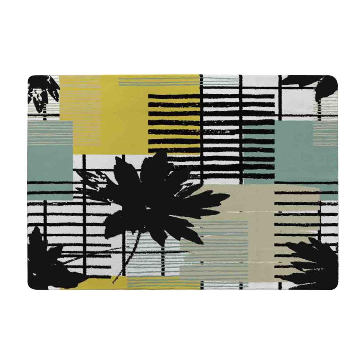 Geometric Shape Leaf Print In Yellow Green Rug - Green / 110cm – image 1