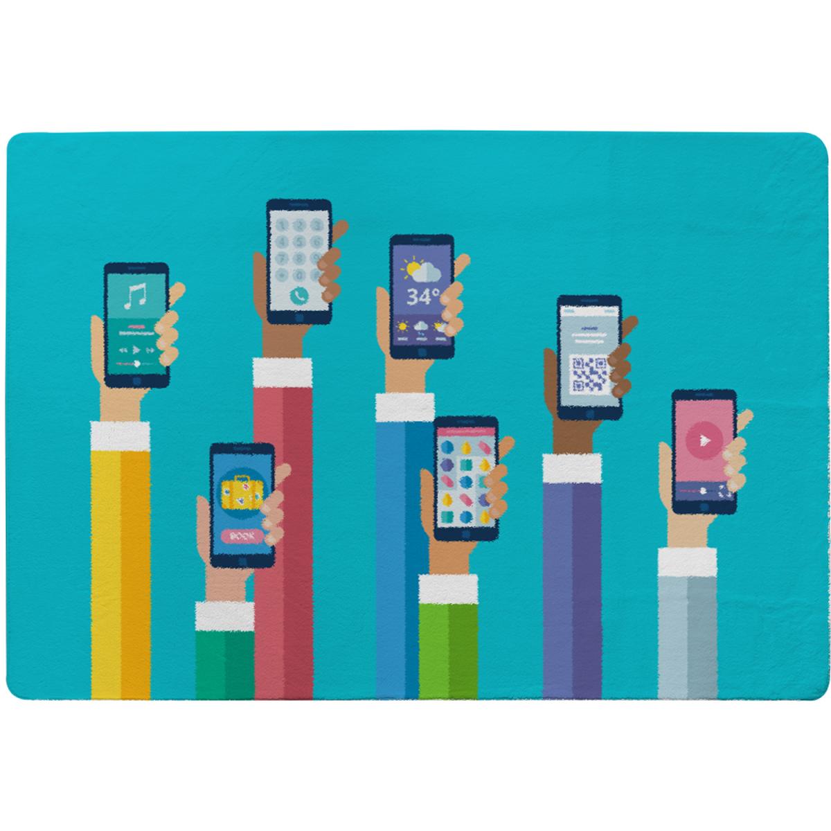 Hands Holding Smart Phones Rug - Blue / 230cm – image 2