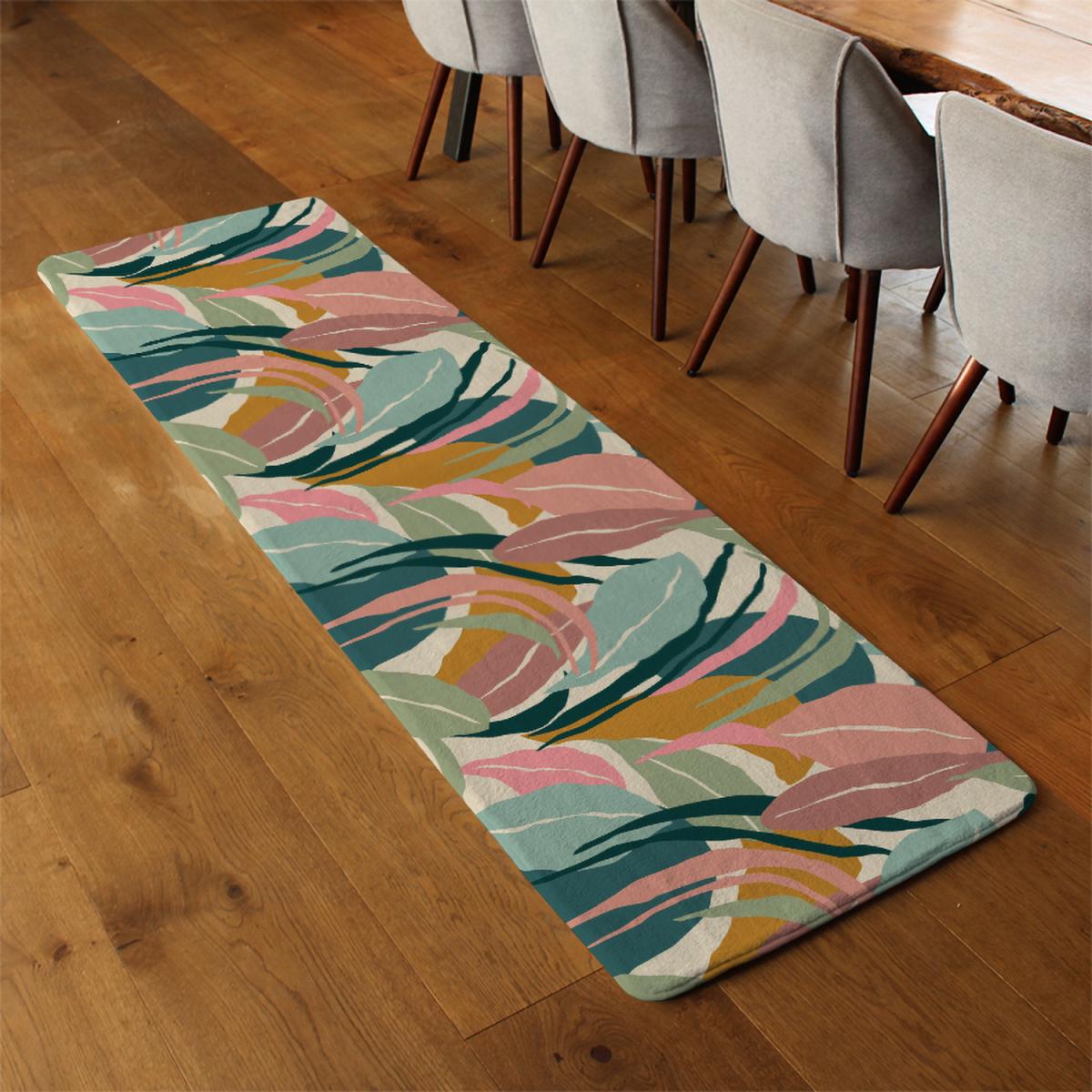 Artistic abstract leaves Designer Runner Rug - Orange – image 3