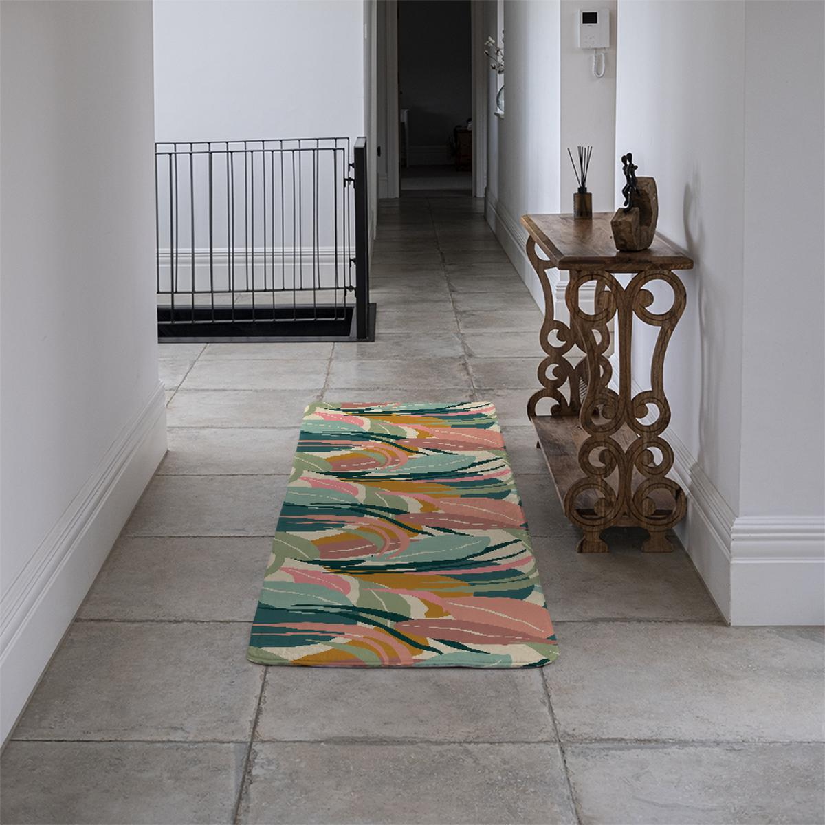 Artistic abstract leaves Designer Runner Rug - Orange – image 1