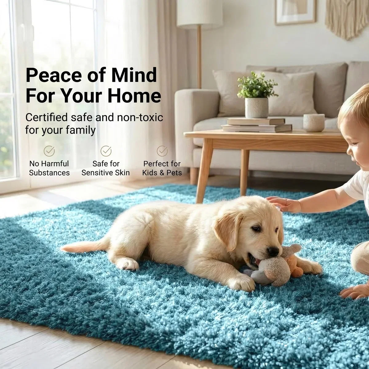 California Shaggy Rug - Duck Egg Blue / 110cm / 60cm – image 3