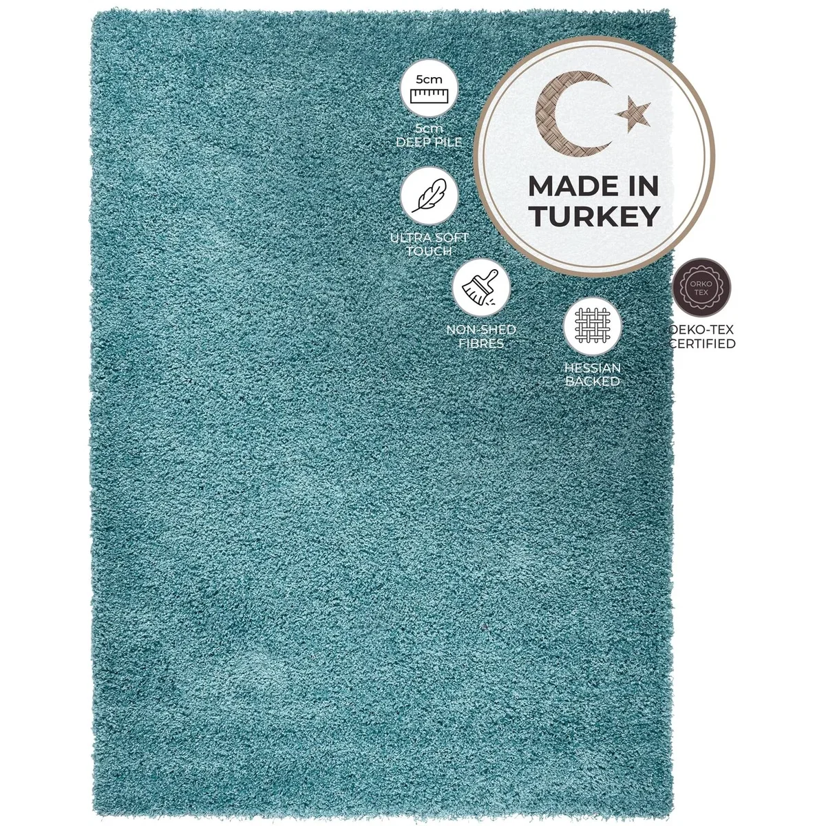 California Shaggy Rug - Duck Egg Blue / 110cm / 60cm – image 4