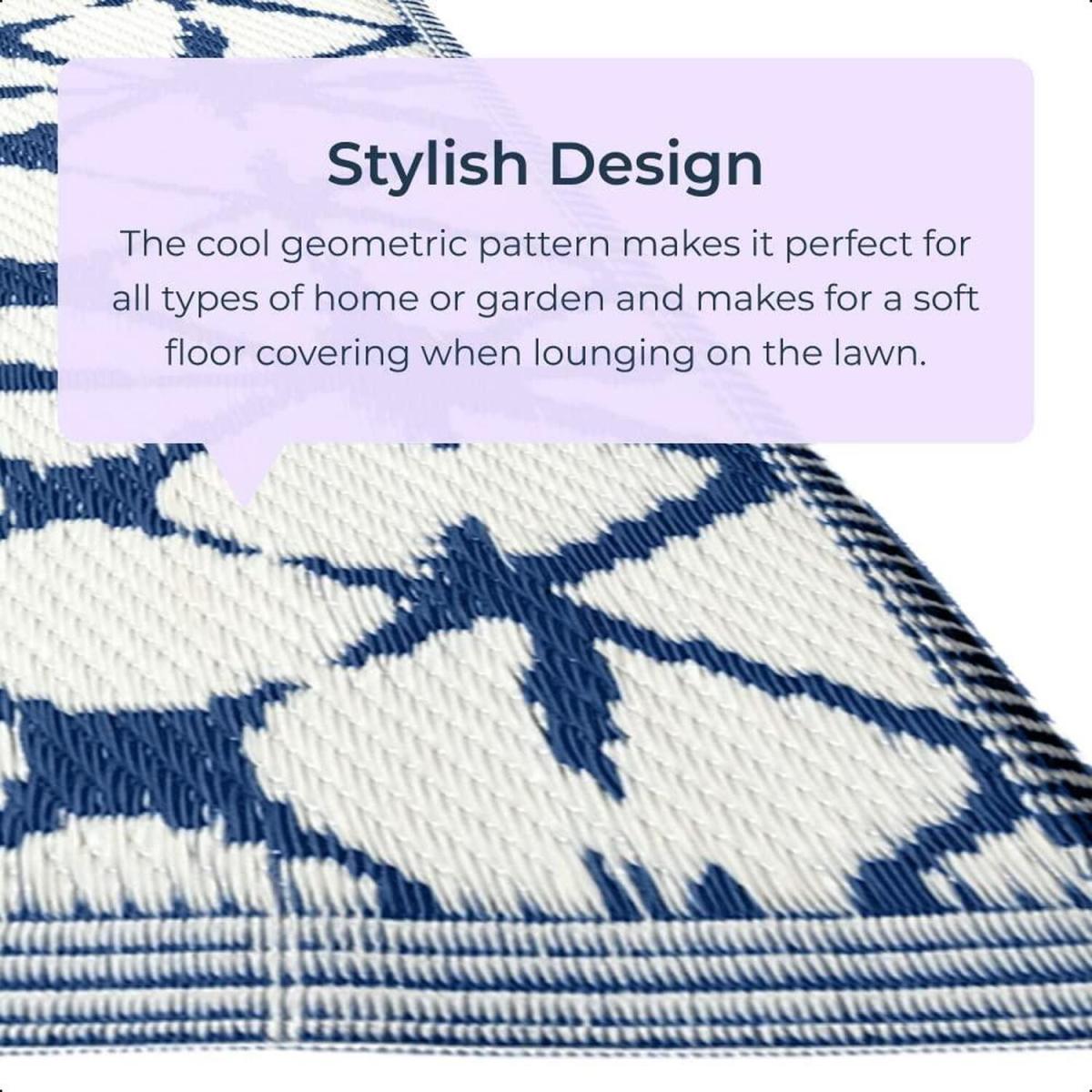 Navy and White Triangles Outdoor Camping Rug Mat - Navy Blue and White – image 3