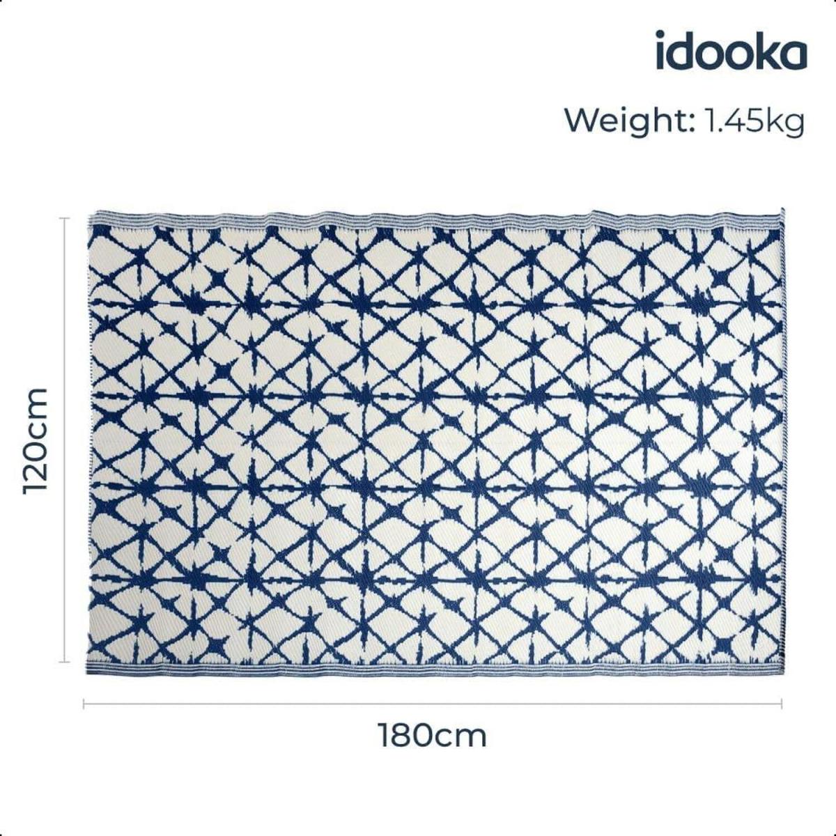 Navy and White Triangles Outdoor Camping Rug Mat - Navy Blue and White – image 5