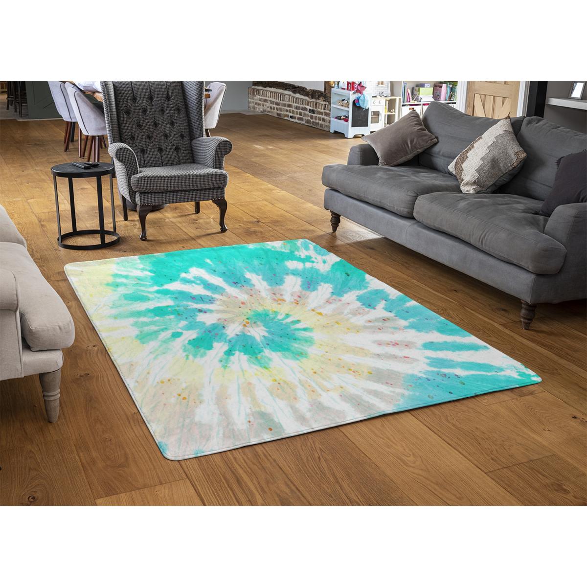 Tie Dye Pattern Shibori Print Rug - Blue / 230cm – image 3