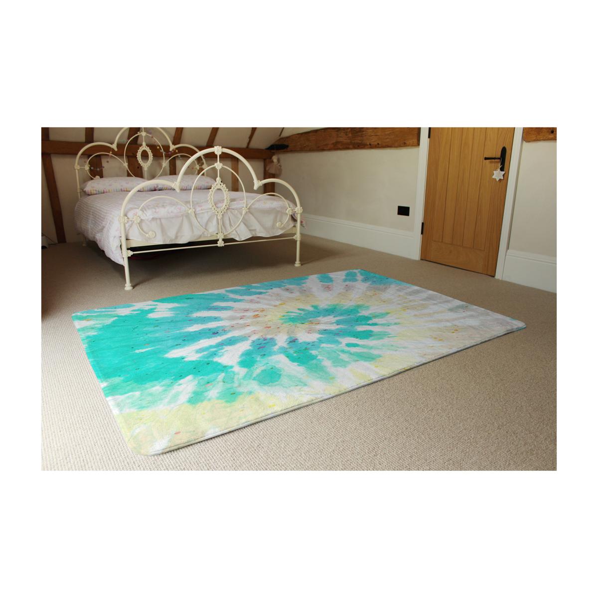 Tie Dye Pattern Shibori Print Rug - Blue / 230cm – image 1