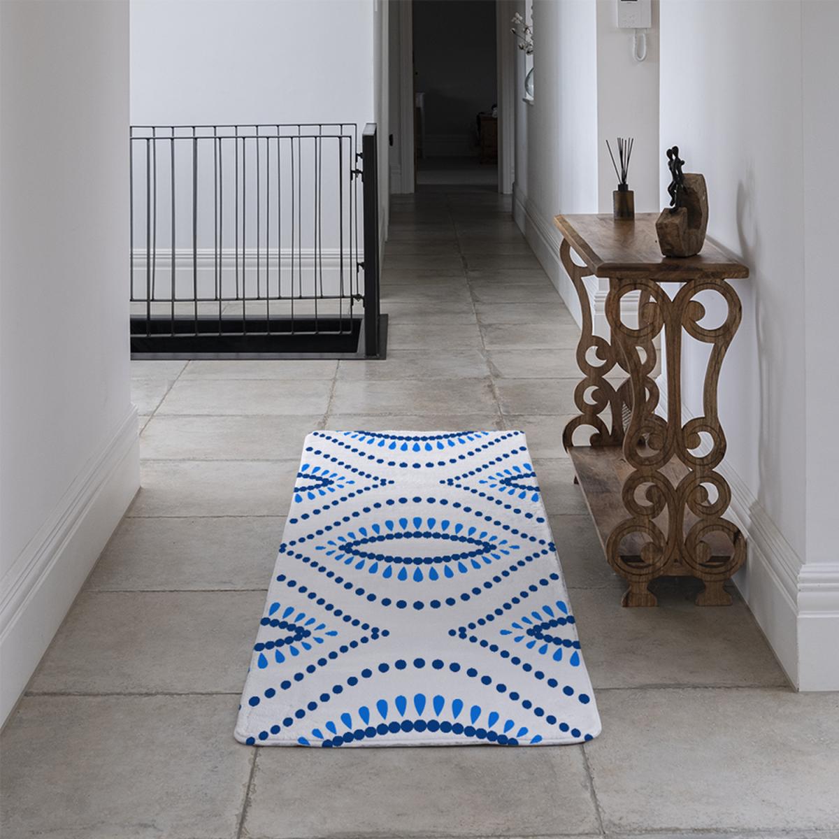 Seamless Boho Intricate Ogee Runner Rug - Blue – image 4