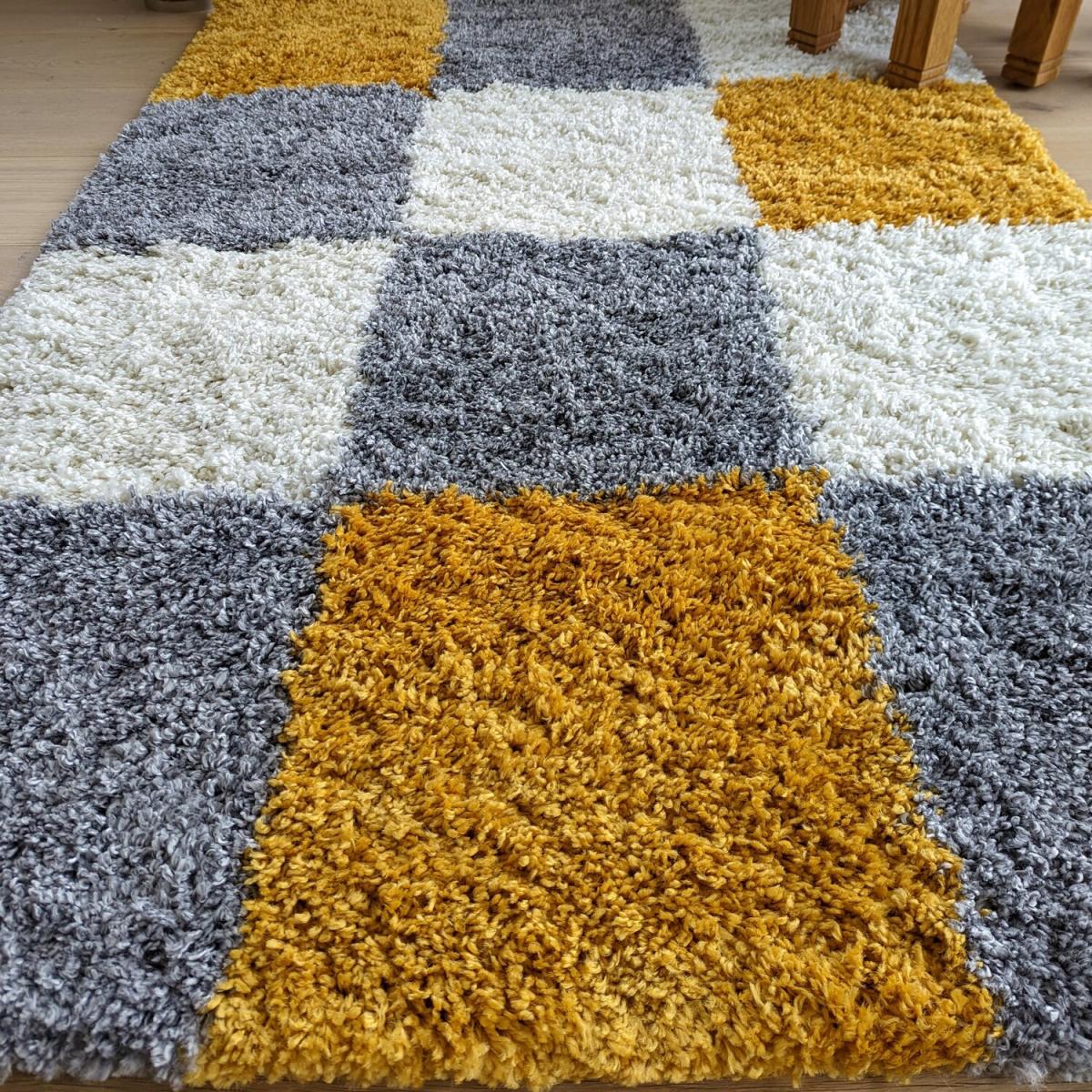 Ochre Patchwork Shaggy Rug - Oslo - Yellow – image 2