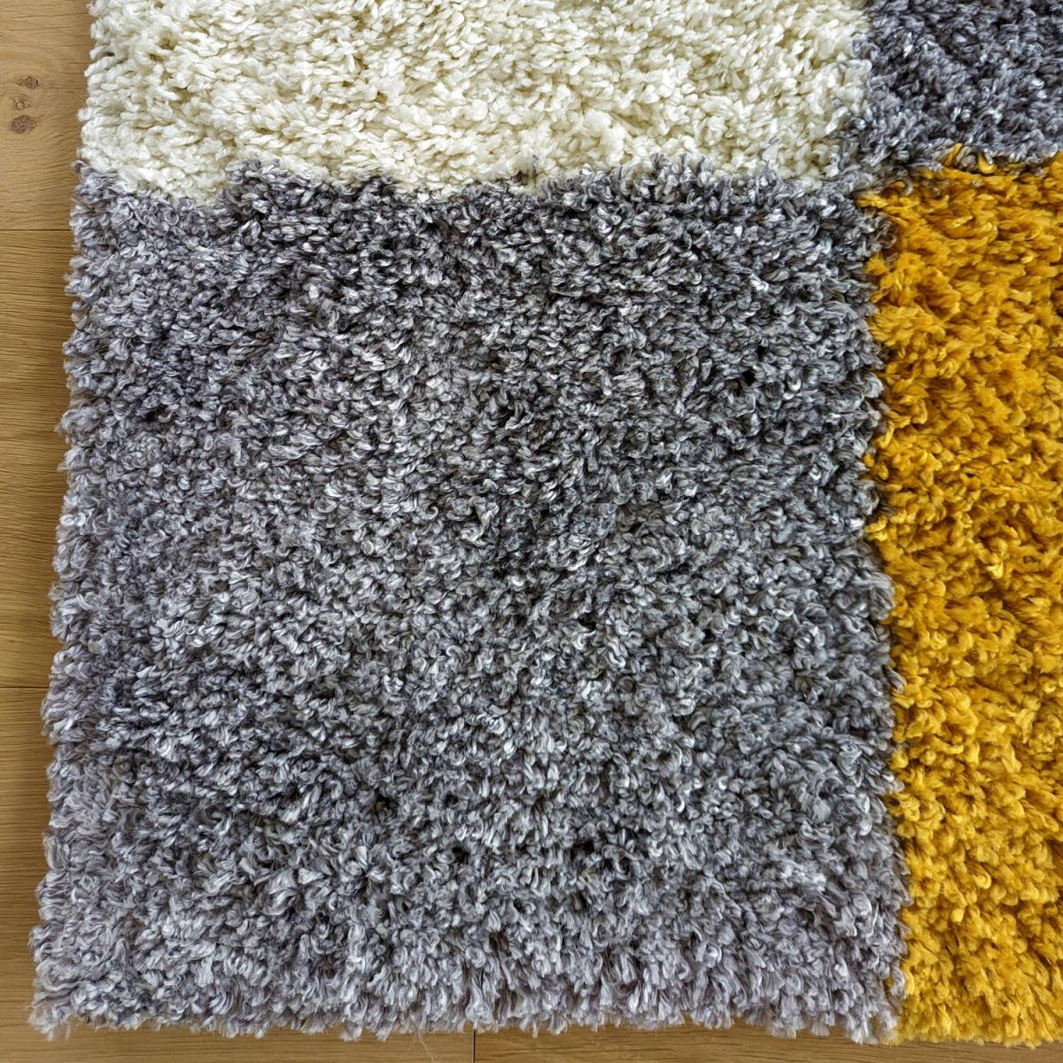 Ochre Patchwork Shaggy Rug - Oslo - Yellow – image 4