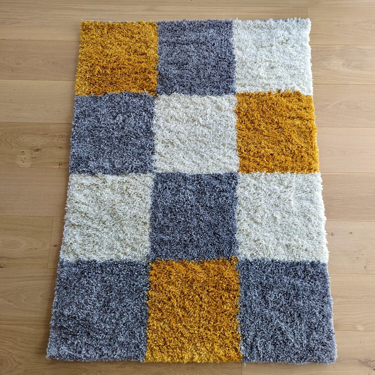 Ochre Patchwork Shaggy Rug - Oslo - Yellow – image 6