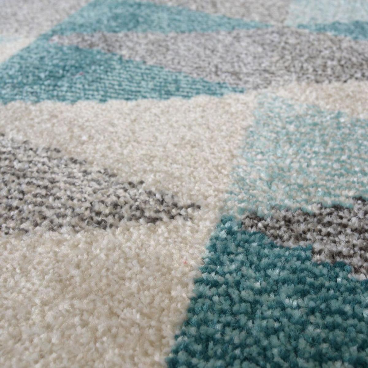 Blue Wool Look Geometric Rug - Perth - Blue – image 4
