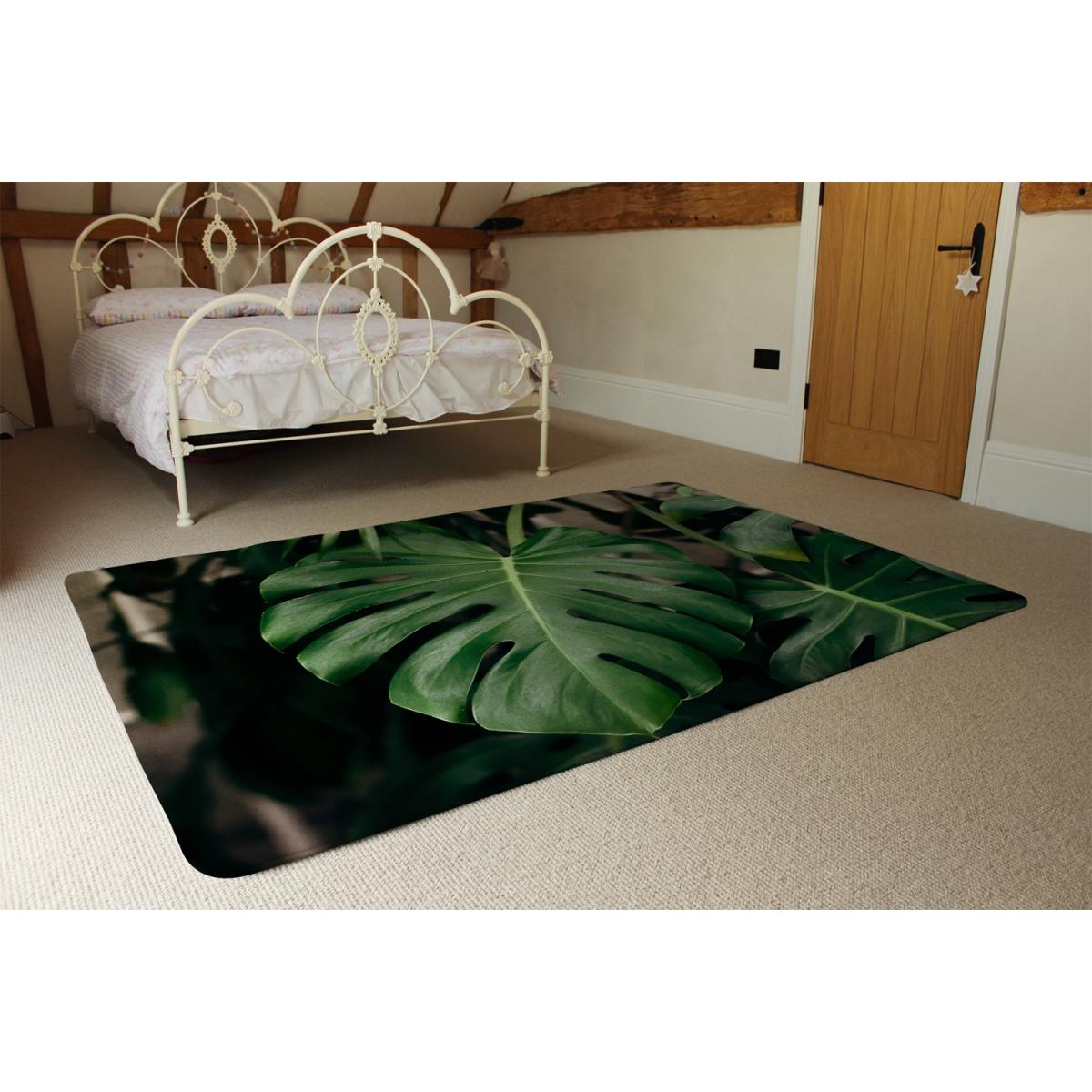 Monstera Leaves In Home Interior Designer Rug - Green / 110cm – image 3