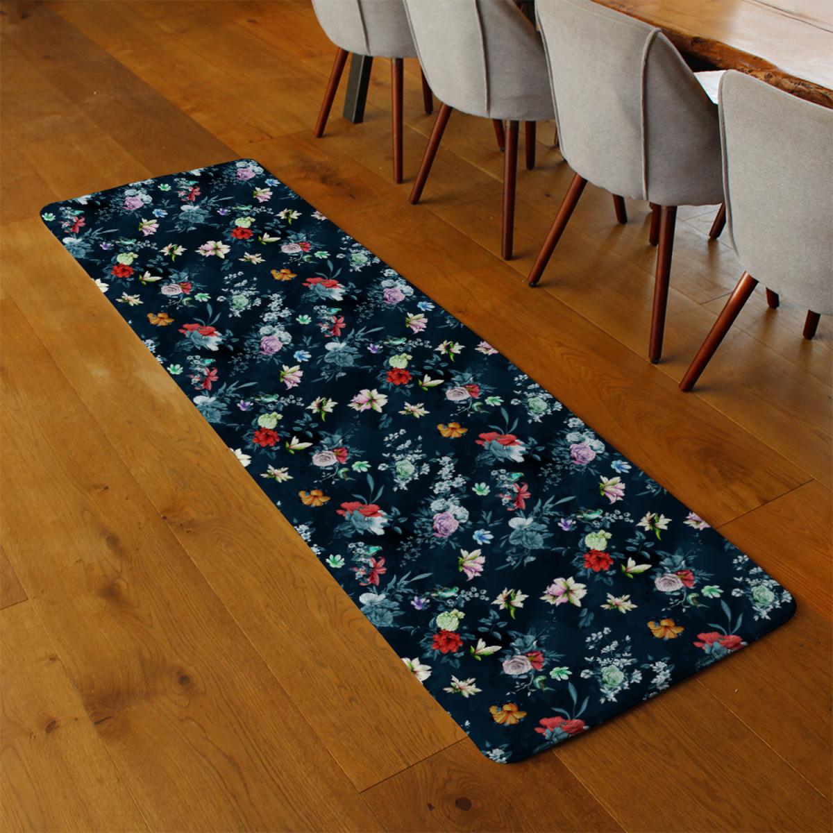 Roses Other Bright Flowers Runner Rug - Blue – image 3