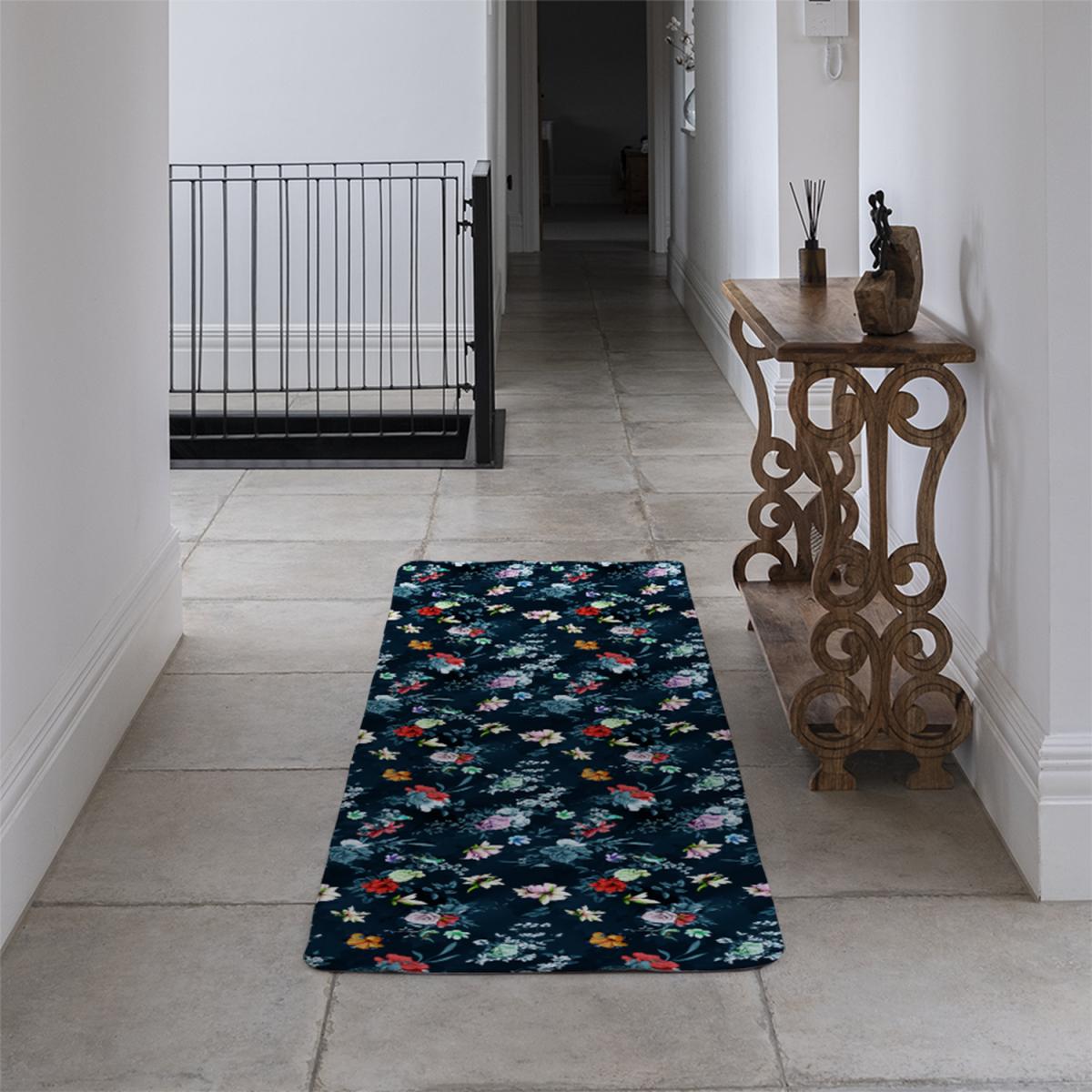 Roses Other Bright Flowers Runner Rug - Blue – image 4