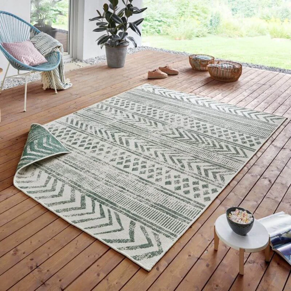 Reversible Geometric Rug Green - Green / 230.0cm – image 4