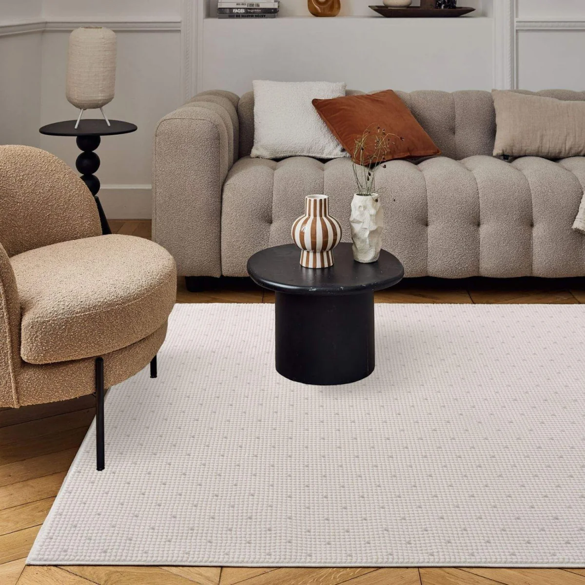 The Rugs Carmel Dots Textured Runner - Cream-Grey β image 7