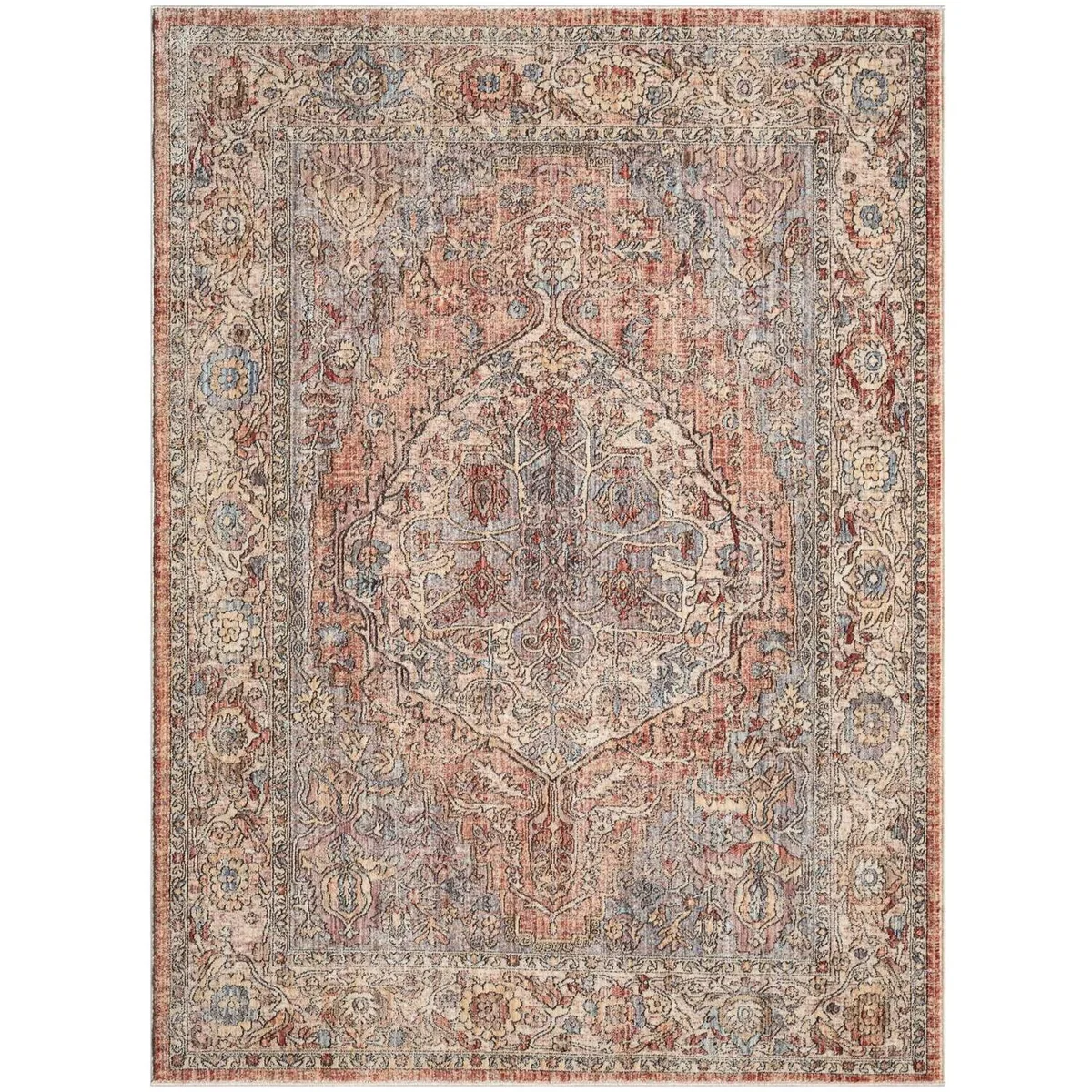 Underfoot Tundra Large Indoor Rug 8 mm Polyester Pile, Traditional Floral Border, Amber - Amber – image 2