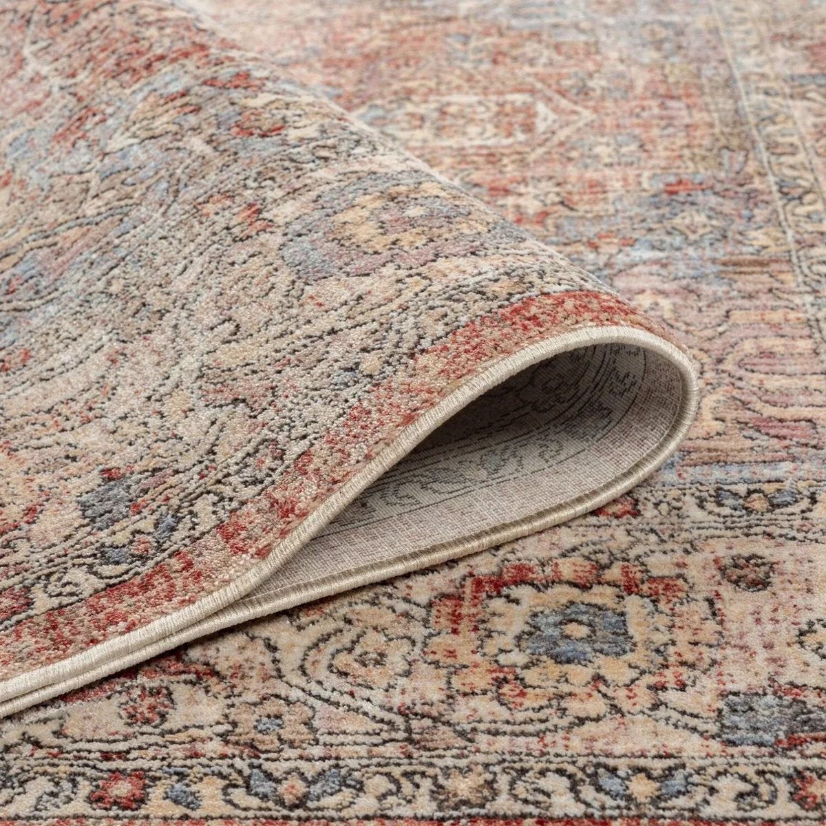 Underfoot Tundra Large Indoor Rug 8 mm Polyester Pile, Traditional Floral Border, Amber - Amber – image 3