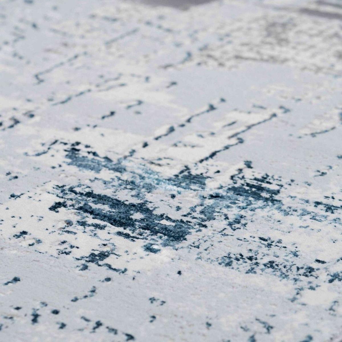 Aqua Shimmering Polyester Abstract Living Room Rug - Attica - Blue / 4kg