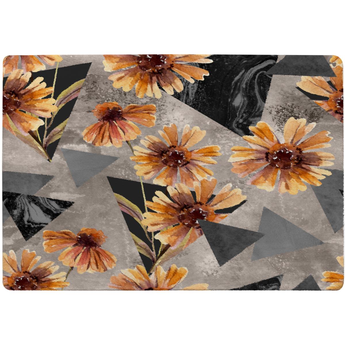 Geometric Floral Shapes Designer Rug - Orange / 110cm – image 2