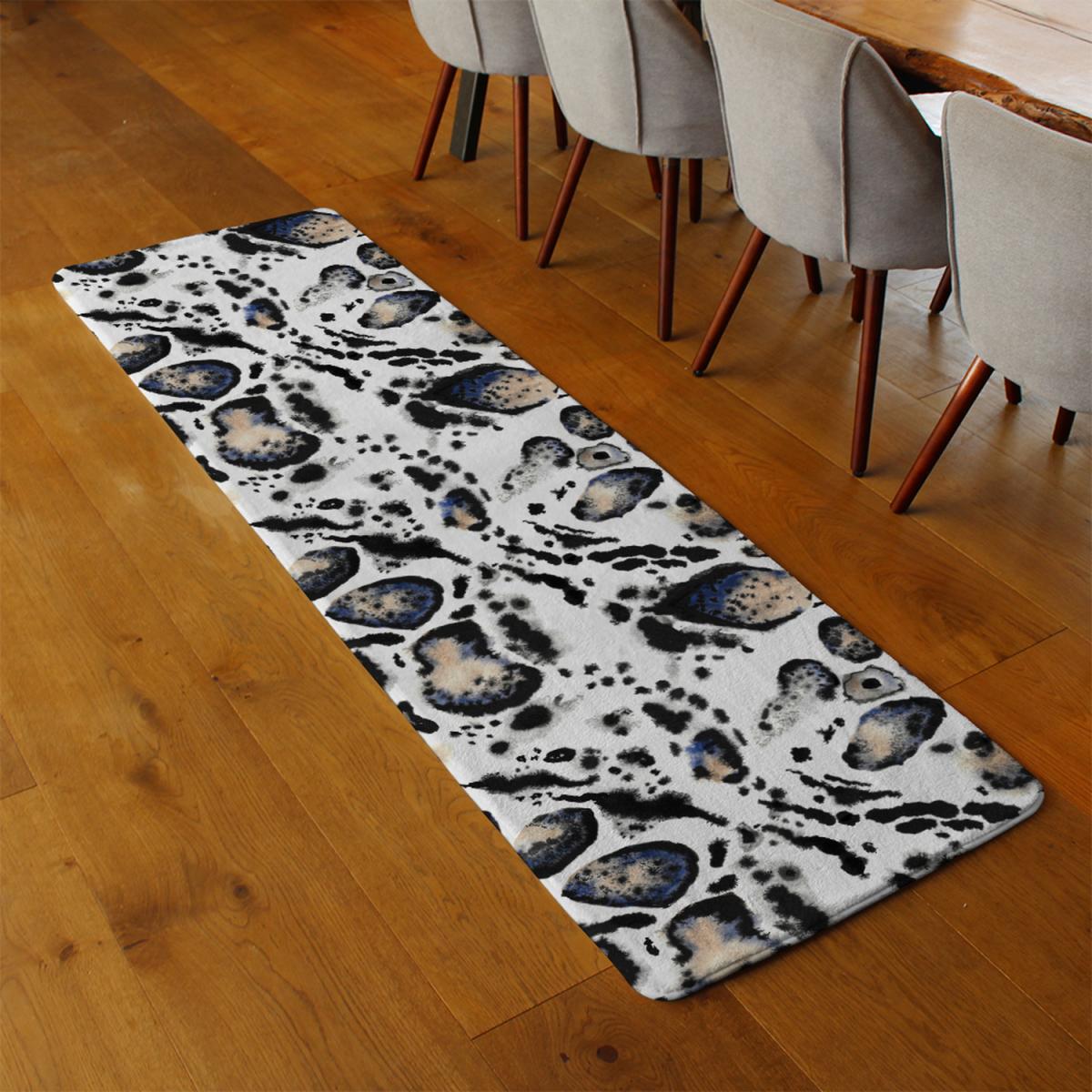 Leopard Print With Blue Runner Rug - Brown – image 3