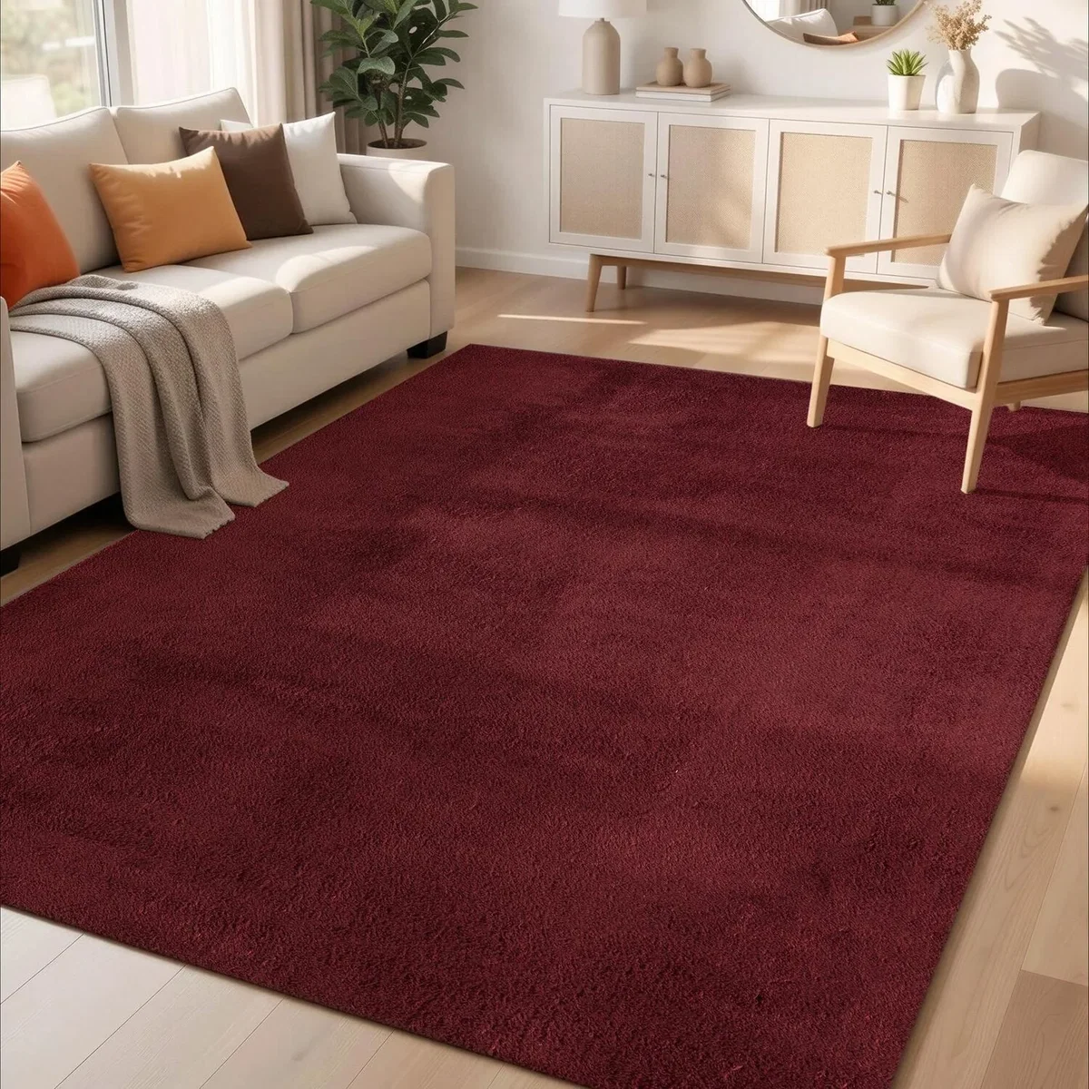 Desire Rugs Comfy Washable Low Pile Living Room Plain Area Rug - Red – image 1