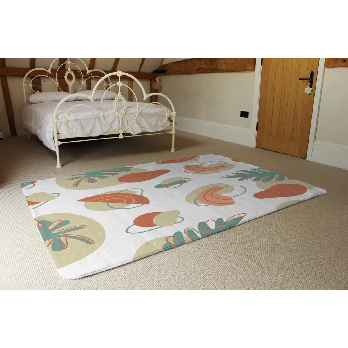 Line Art And Botanical Elements Designer Rug - Green / 110cm – image 3