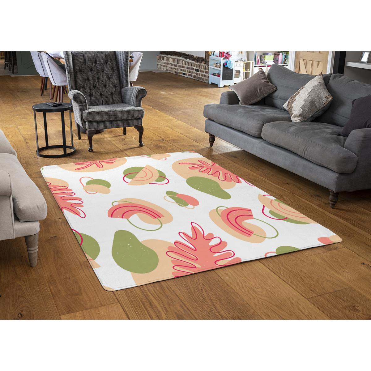 Botanical Elements With Line Art Designer Rug - Pink / 230cm – image 3