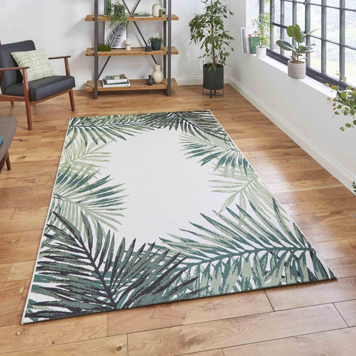 Green and Beige Durable Indoor Outdoor Rug - Green / 160cm