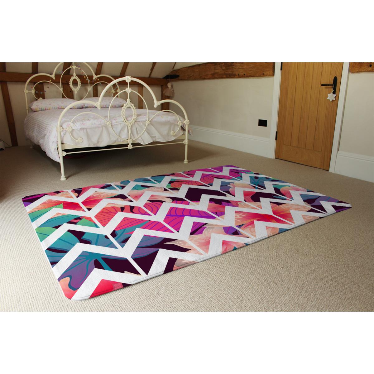 Tropical Geometric Zig Zags Rug - Pink / 150cm – image 3