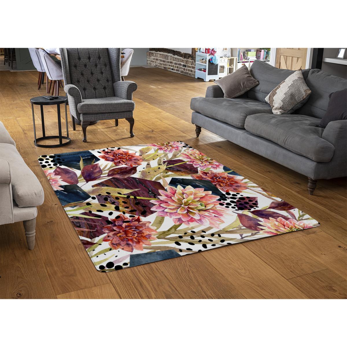Autumn Watercolor Floral Arrangement Rug - Pink / 230cm – image 3