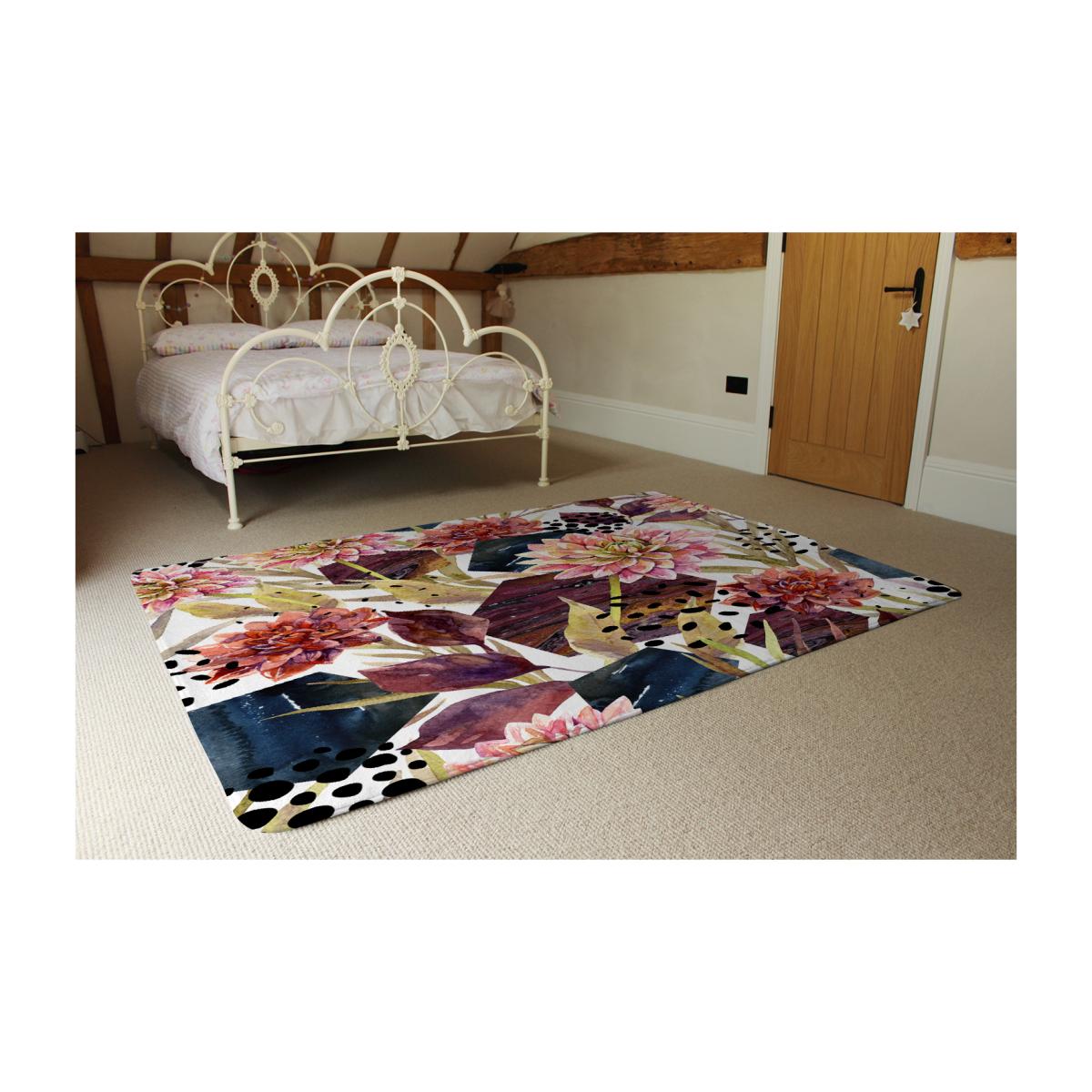 Autumn Watercolor Floral Arrangement Rug - Pink / 230cm – image 1