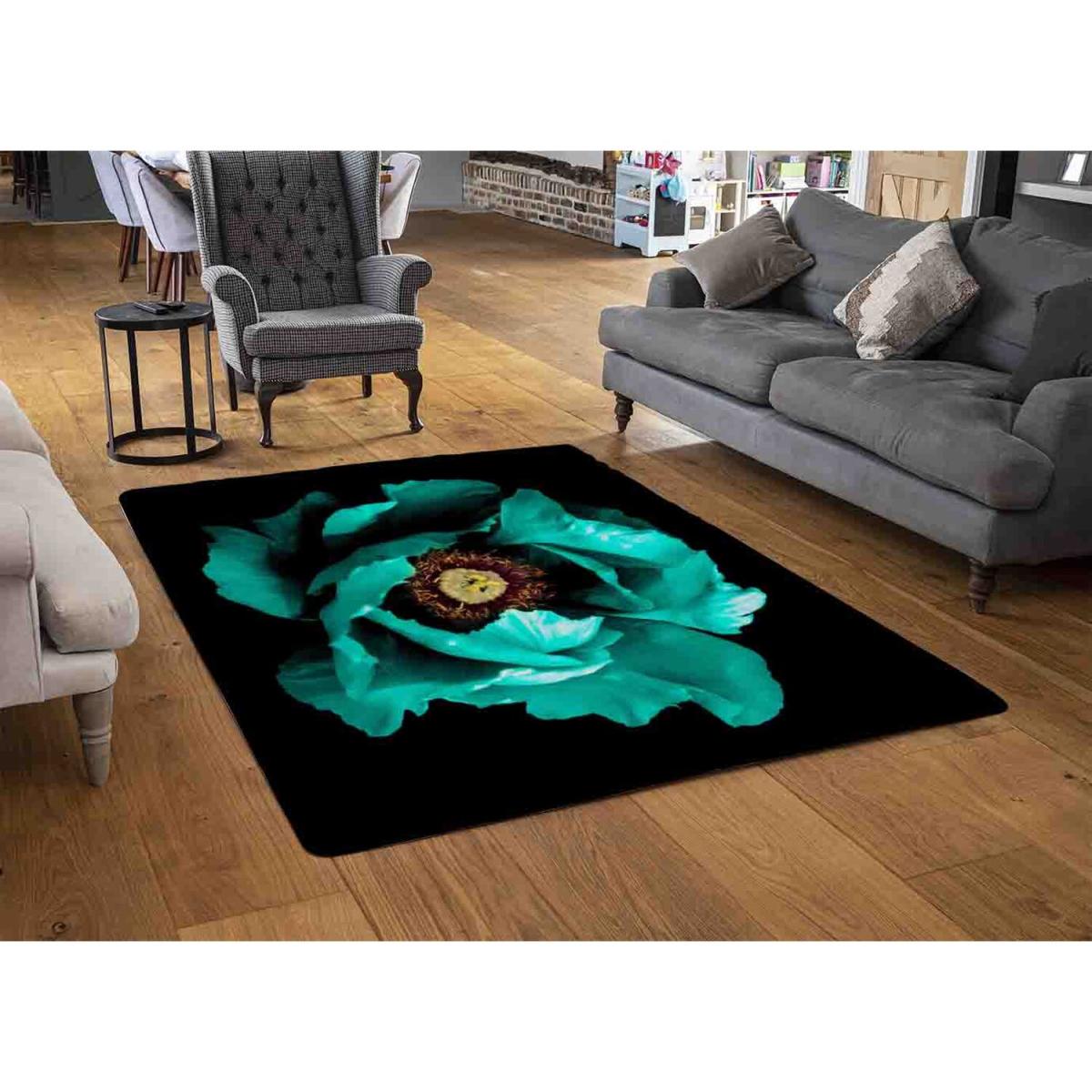 Cyan Peony Flower Rug - Green / 230cm – image 3