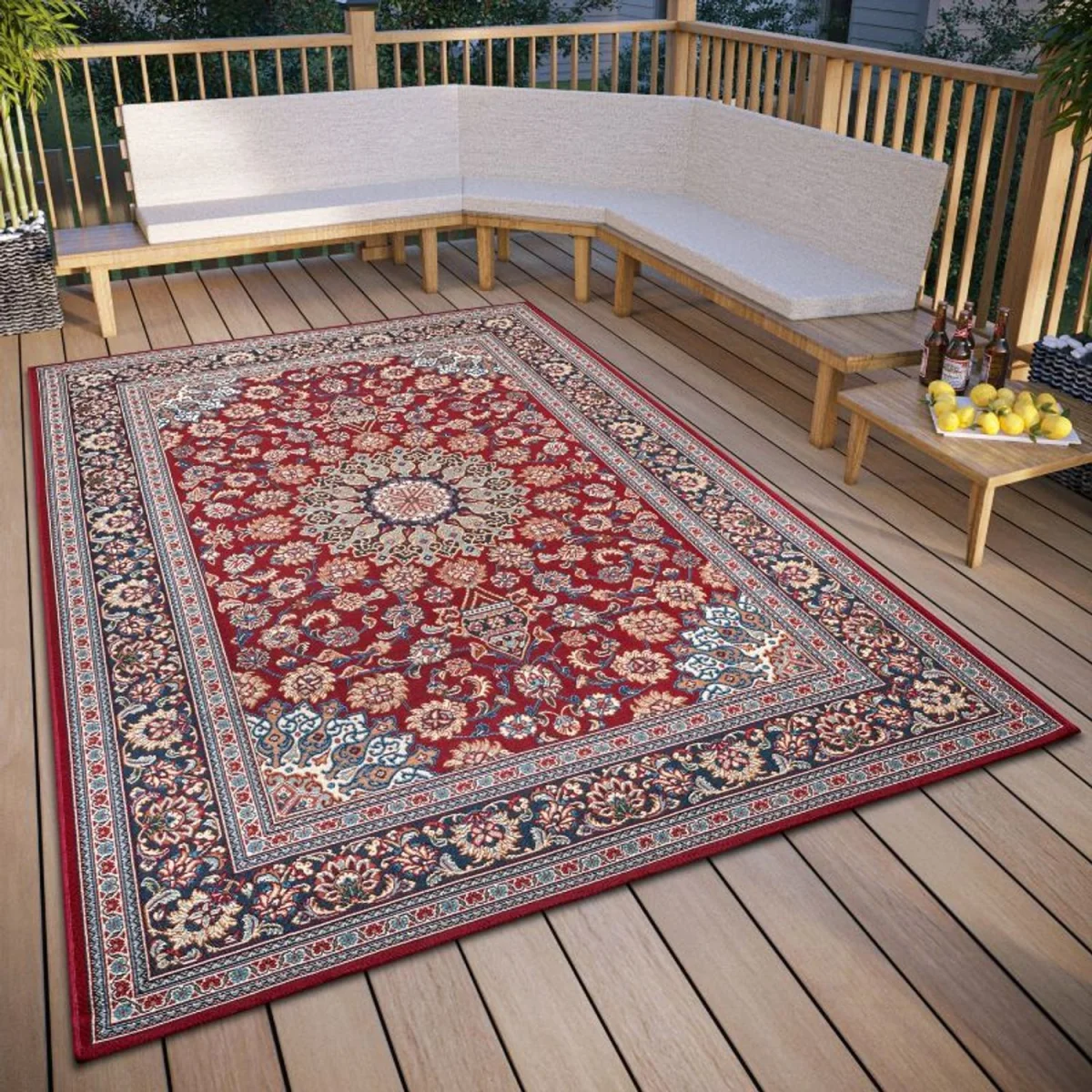Vintage Indoor & Outdoor Rug Grey & Blue - Red / 165.0cm – image 5