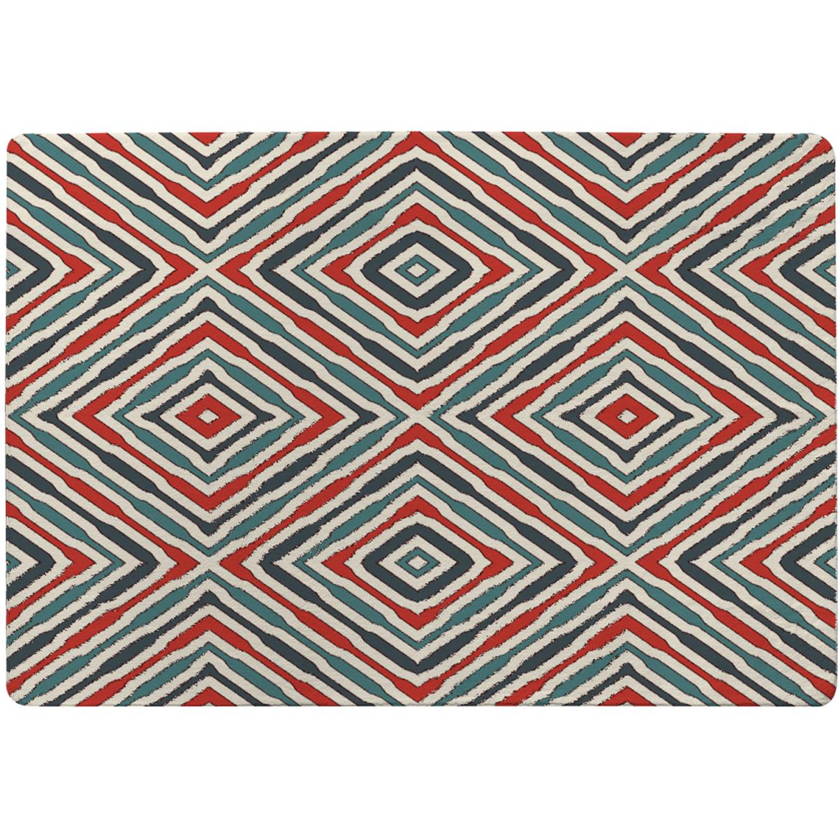 Repeated Squares And Rhombuses Rug - Red / 230cm – image 2