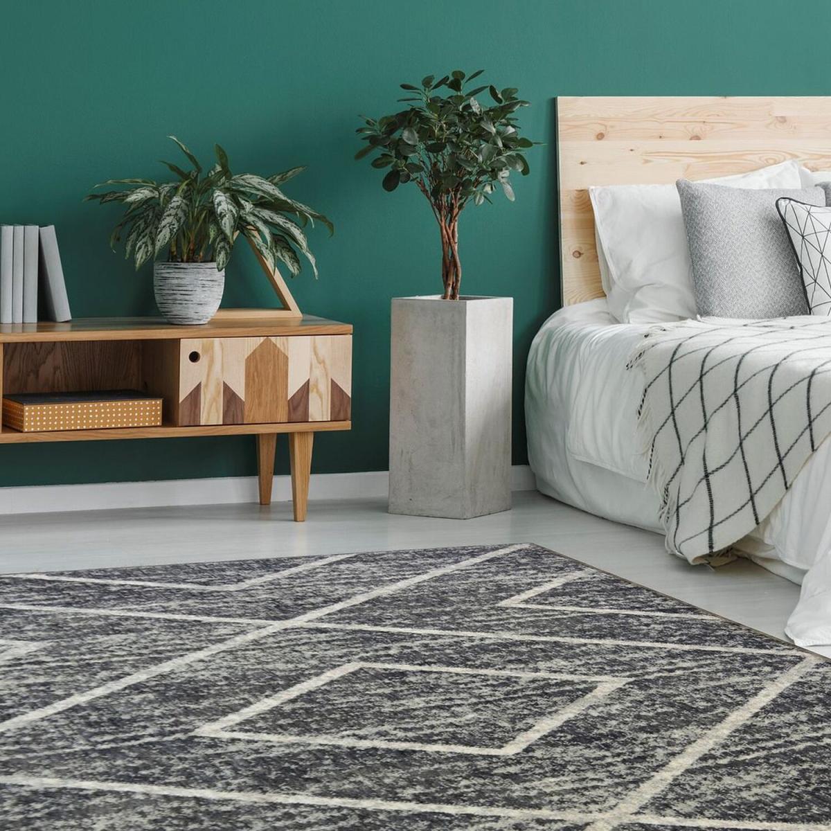 Charcoal Scandi Geometric Eco Friendly Area Rug - Neptune - Grey / 180cm – image 2