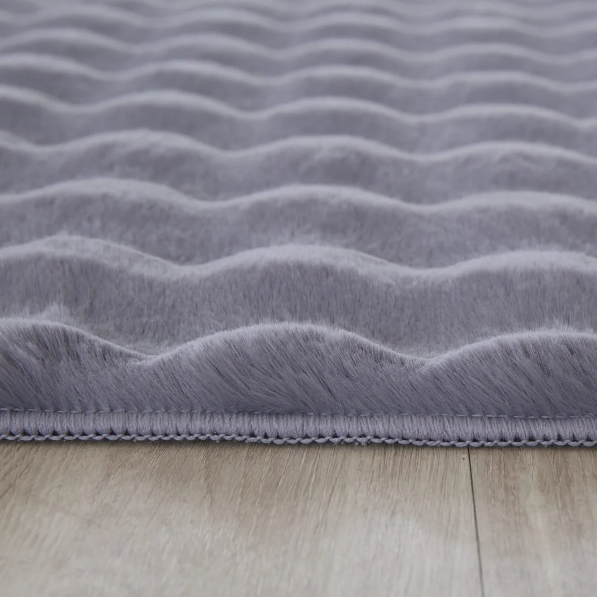 Orbie Washable Low Pile Super Soft Living Room Area Rug Machine Carved Ridge-Furrow Design - Anthracite / 200cm / 60cm – image 5