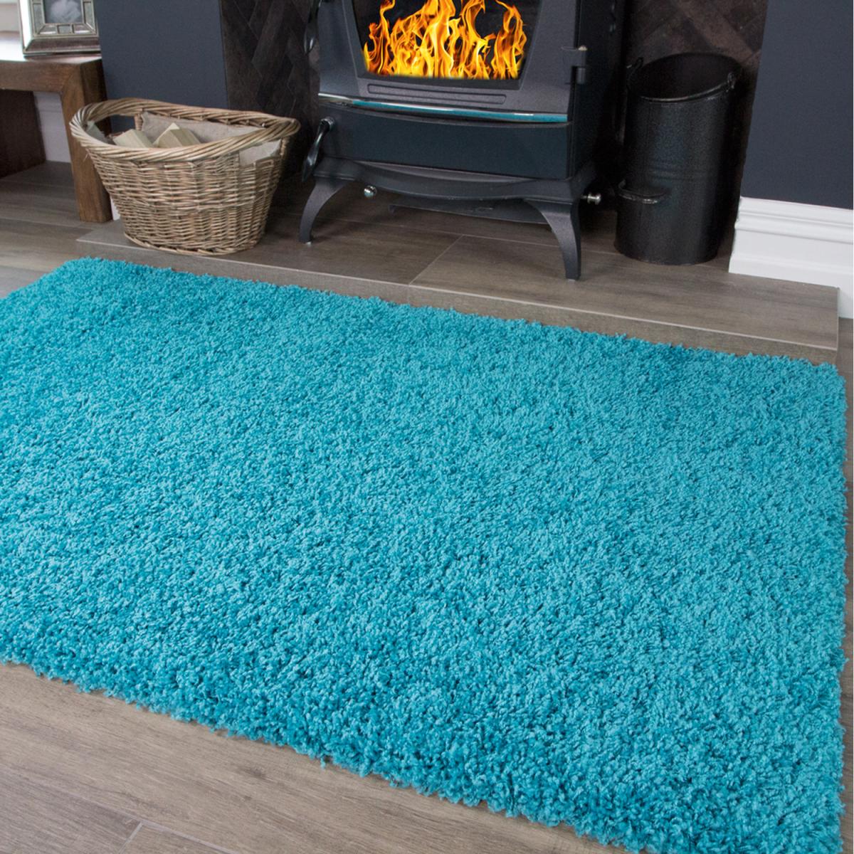Soft Value Teal Blue Shaggy Area Rug - Teal Blue / 135 x 135cm – image 4